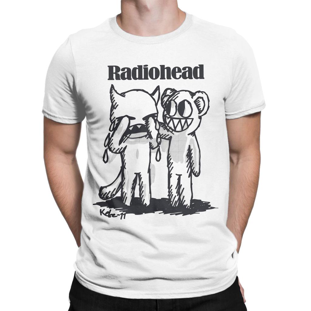 Radiohead Rock Band Cotton T Shirt For Man Summer  Aesthetic T Shirts Crew Neck Hippie Tees Plus Size Printed Tops