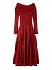 Knit Docking Dress 13WNO255031RED1 Off-the-shoulder