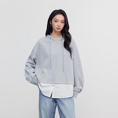 Women's Spliced Pullover Hoodie