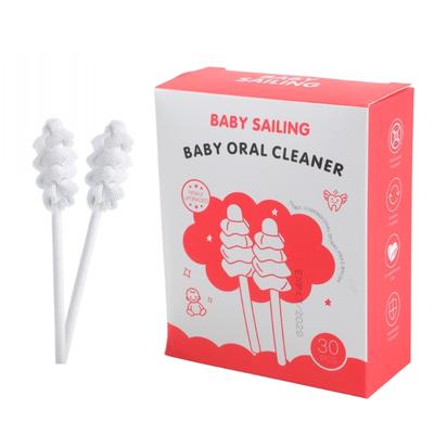 30Pcs Baby Tongue Cleaner with Paper Handle Disposable Infant Toothbrush Baby Oral Cleaning Stick Soft Gauze Toohthbrush