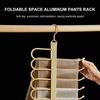 6 Tier Trouser Hangers Space Saving Foldable Holder Multi Organiser Rack Non-Slip Wardrobe Storage with Hooks for Pant Towels