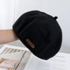 Autumn and winter thick woolen beret girls solid color pumpkin hat brown literary and retro face small painter hat