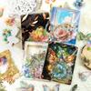 30 PET Gilded Gilt Hand Note Stickers Retro Flowers Leaves Children's Waterproof Hand Note Gulka Material Stickers