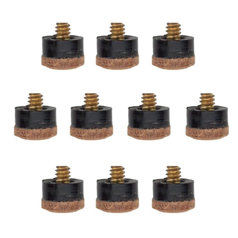 10pcs Billiards Hard Leather Screw-on Pool Cue Tips Billiards Accessory