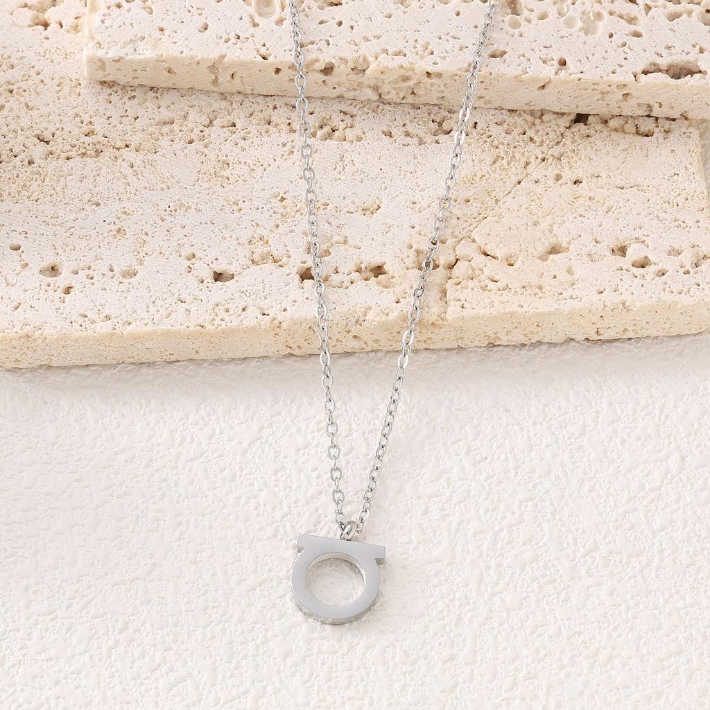 3pcs Set Trendy Simple Smooth Surface Stainless Steel Geometry D-shaped Pendant Necklace Bracelet Earring for Women Jewelry Sets
