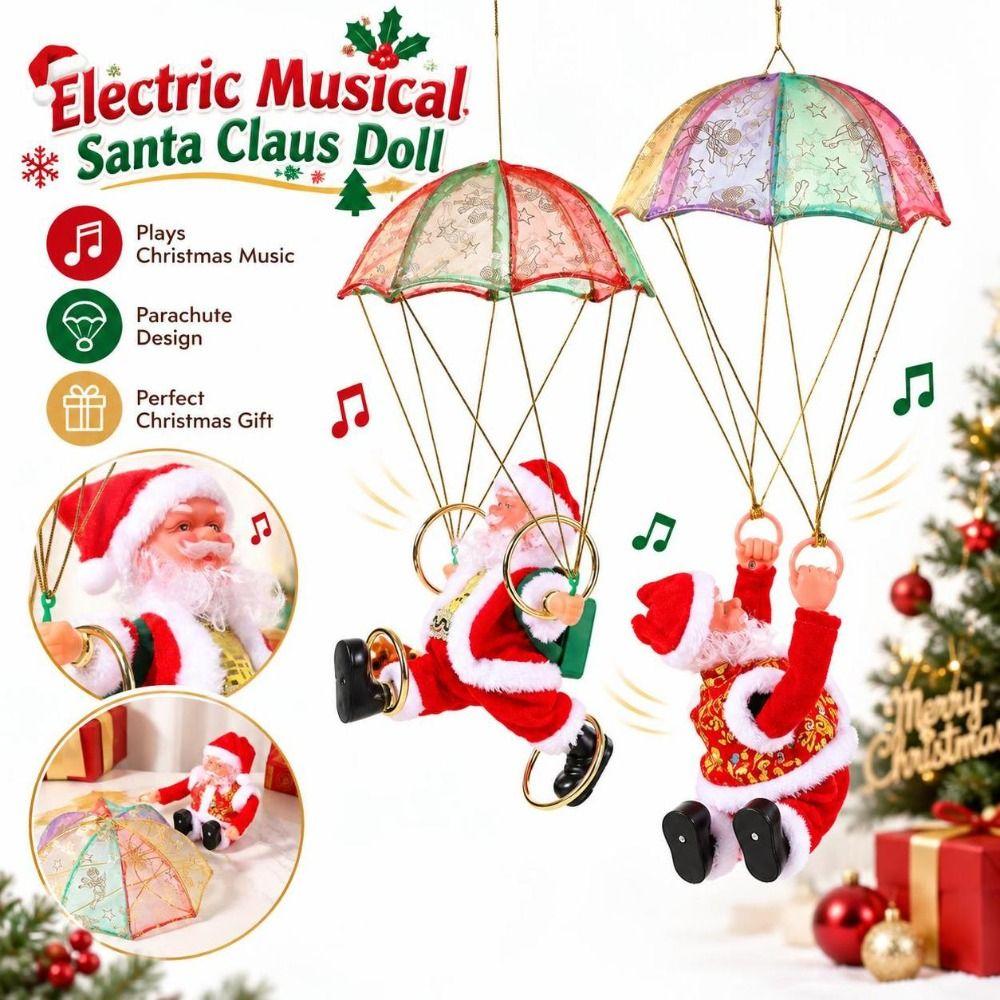 Frohe Weihnachten Elektrischer Tanzender Weihnachtsmann Puppe Fallschirm Weihnachtsmann Anhänger Weihnachten Party Dekoration