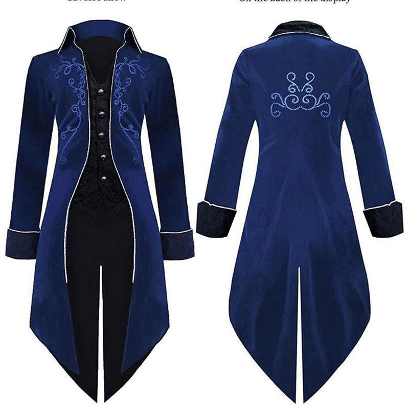 Punk Herren Mantel Lange Jacke Schwarz Gothic Steampunk Kapuzengraben Halloween Umhang