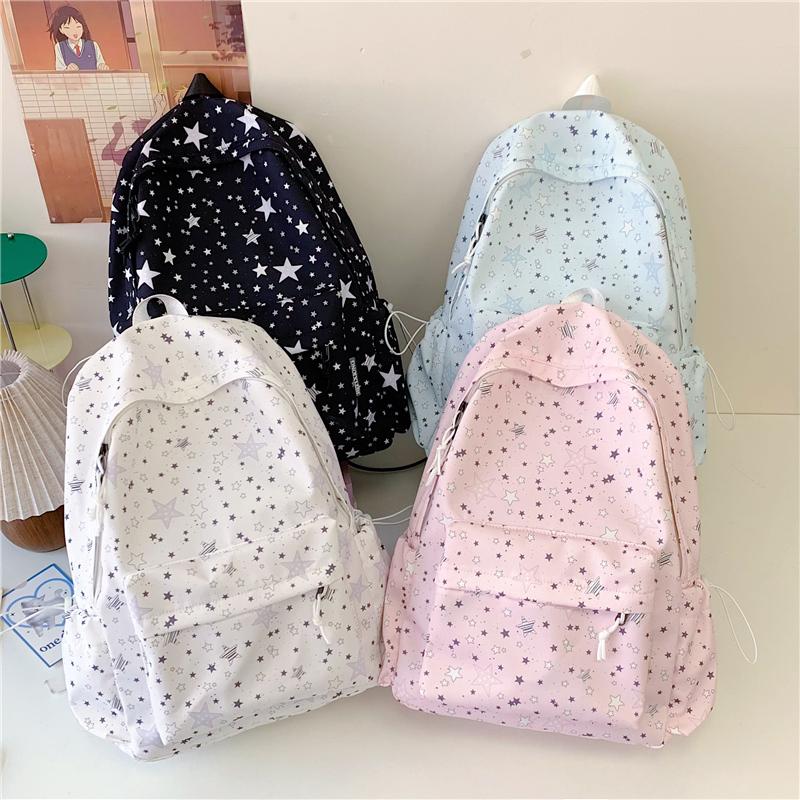 Cartable Grande Capacité Imprimé Étoiles Sac à Dos Filles Étudiants Collège Cartable