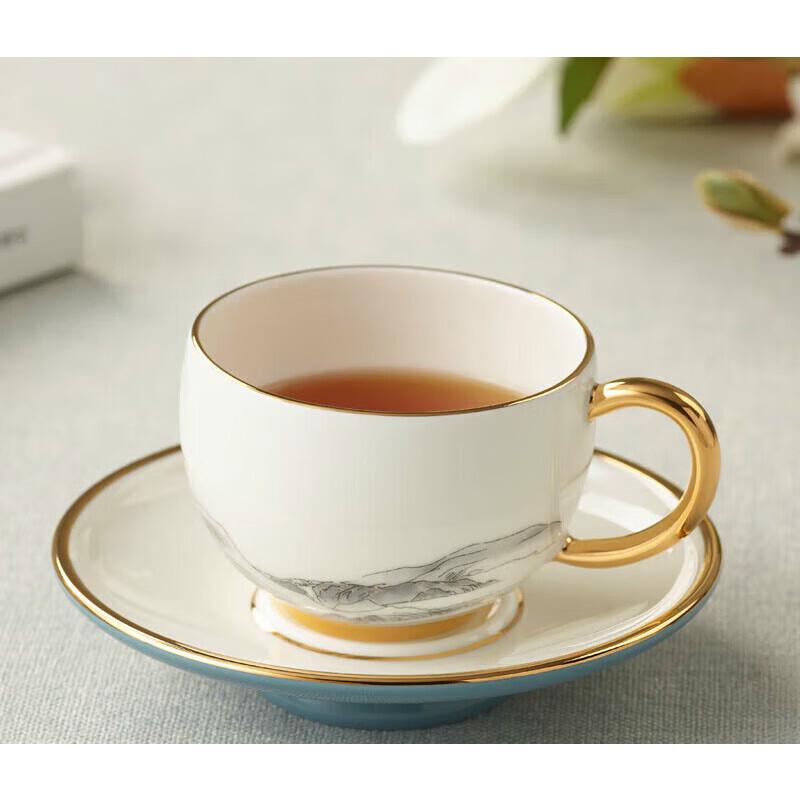 Auratic Blue and White Landscape Ceramic Tea/Coffee Cup Set