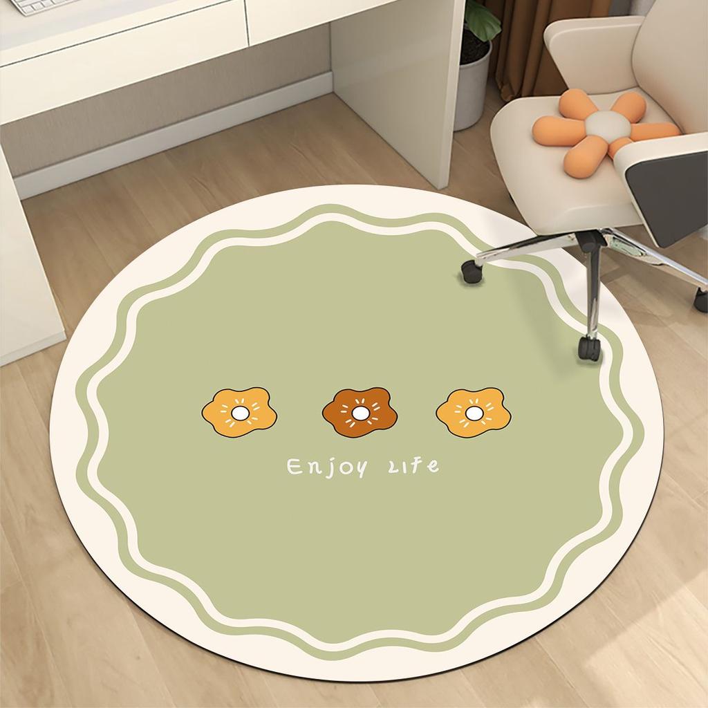 Circular Anti Slip Floor Mat Computer Chair Absorbent Floor Mat Swivel Chair Protective Mat Study and Home Chair Quick Drying Mat