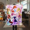 1 pièce Couverture Flanelle Imprimée Winx Club, Haute qualité Toutes Saisons, Décoration Maison, Chaleur et Confort, Parfait pour les Cadeaux de Noël