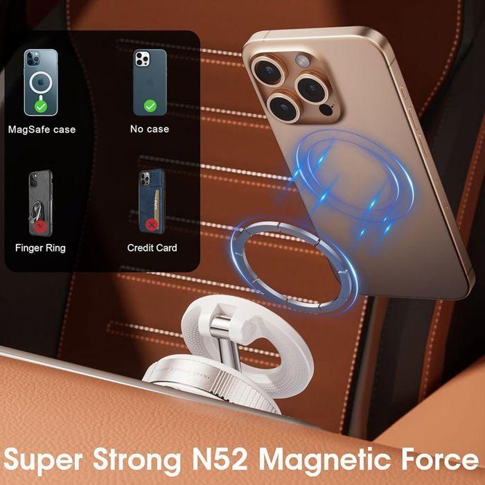 Magnetic Phone Holder - White - Adjustable - Powerful Suction Cup - Multi-Scenario - 360° Rotation