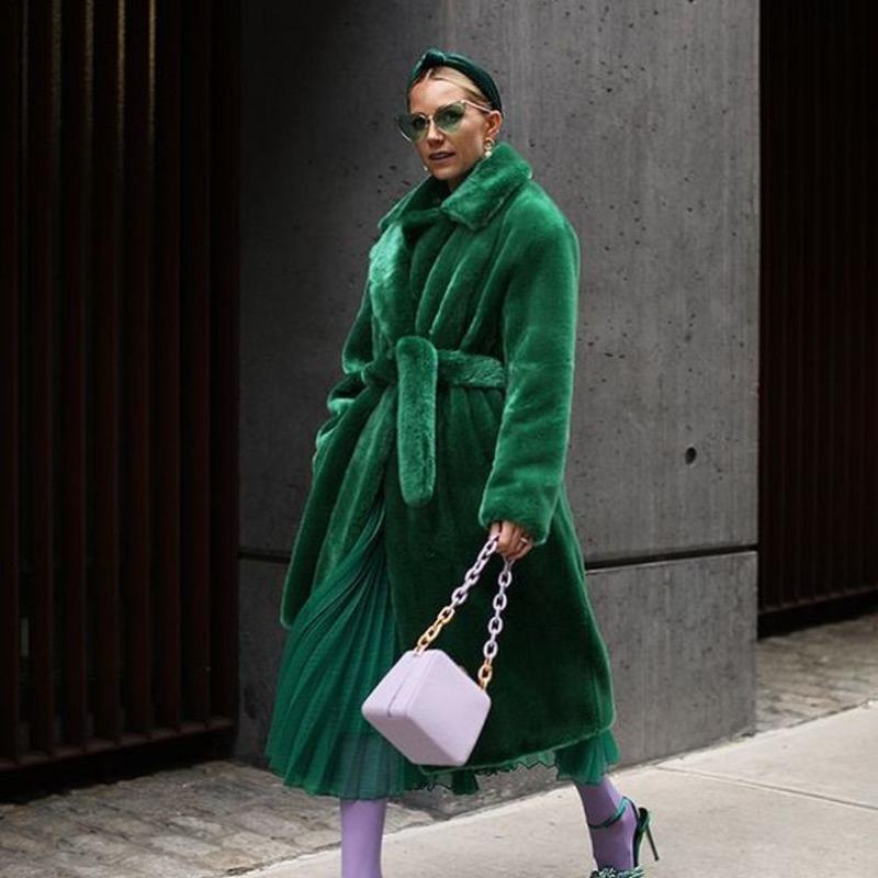 Neuer Wintermantel aus Kaninchenfellimitat für Damen, verlängerter Gürtel, Jacke aus Fellimitat, verdickte warme Plüschjacke