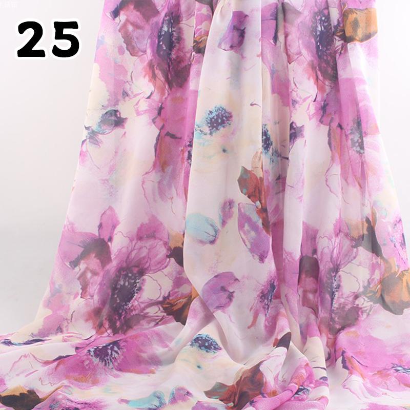 1M 75D Retro Flower Chiffon Fabric Breathable Thin And Light Draped Fairy Designer Fabric For Diy Sewing Summer Dress Shirts