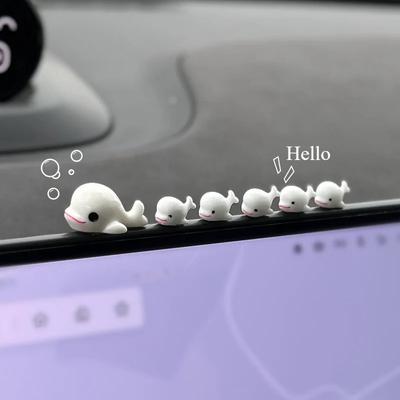 6 Stück/Set Niedlicher Cartoon Delfin Autos Deko Zubehör Auto Ornamente Display Bildschirm Armaturenbrett Dekoration Innenraum Armaturenbrett Spielzeug