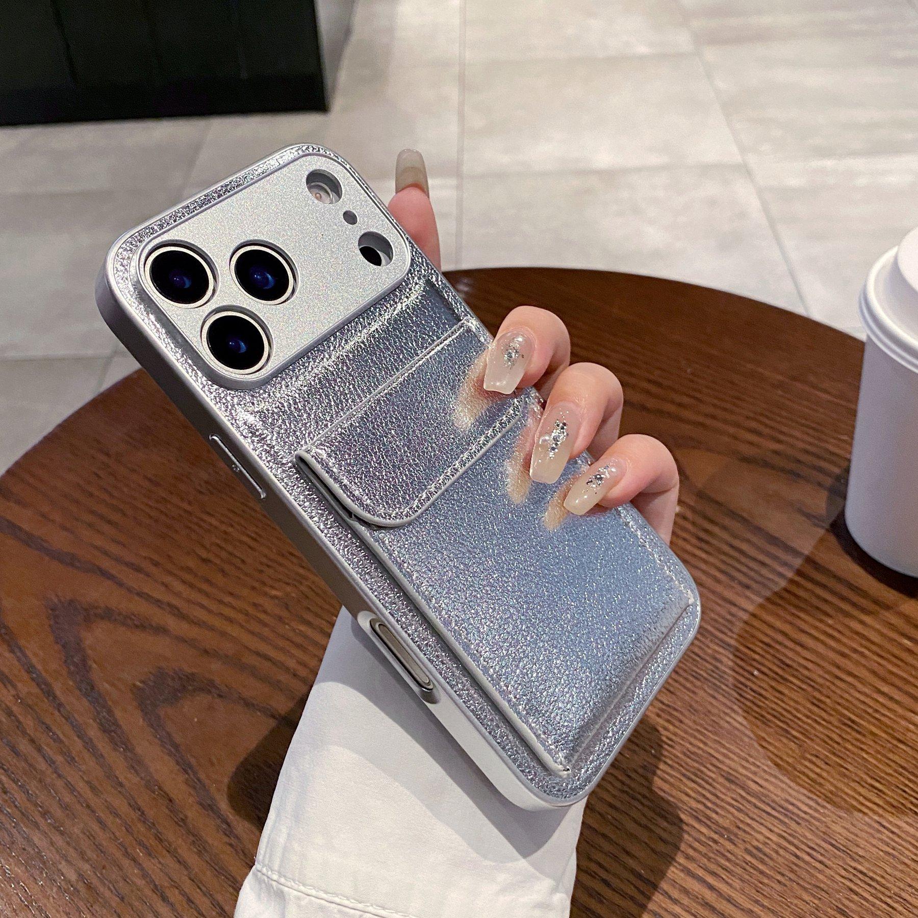 

Матовый кошелек-чехол с текстурой кожи и слотом для карт для iPhone 17 Air 16 15 14 13 12 11 Pro X XS XR Max 8 7 Plus Защитная крышка для камеры iPhone 13 mini