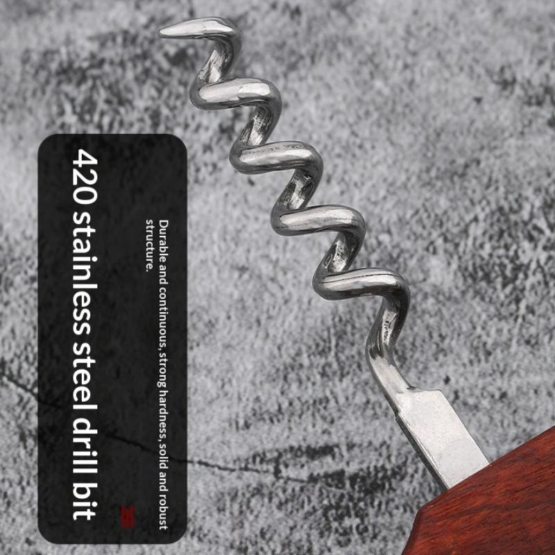 Herramienta Plegable Portátil de Madera y Acero Inoxidable Cuchillo Sacacorchos Abrebotellas de Vino Tinto Herramienta Multifuncional para Exteriores Accesorios de Bar