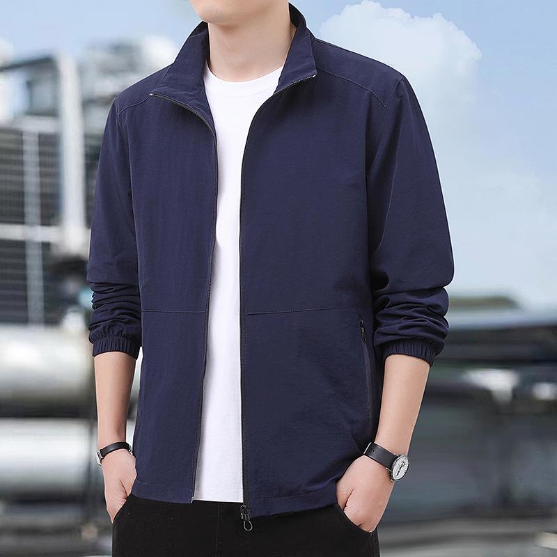 2025 Men's Casual Jacket - Wrinkle-resistant, Breathable, Soft Solid Color Outerwear for Autumn/Winter