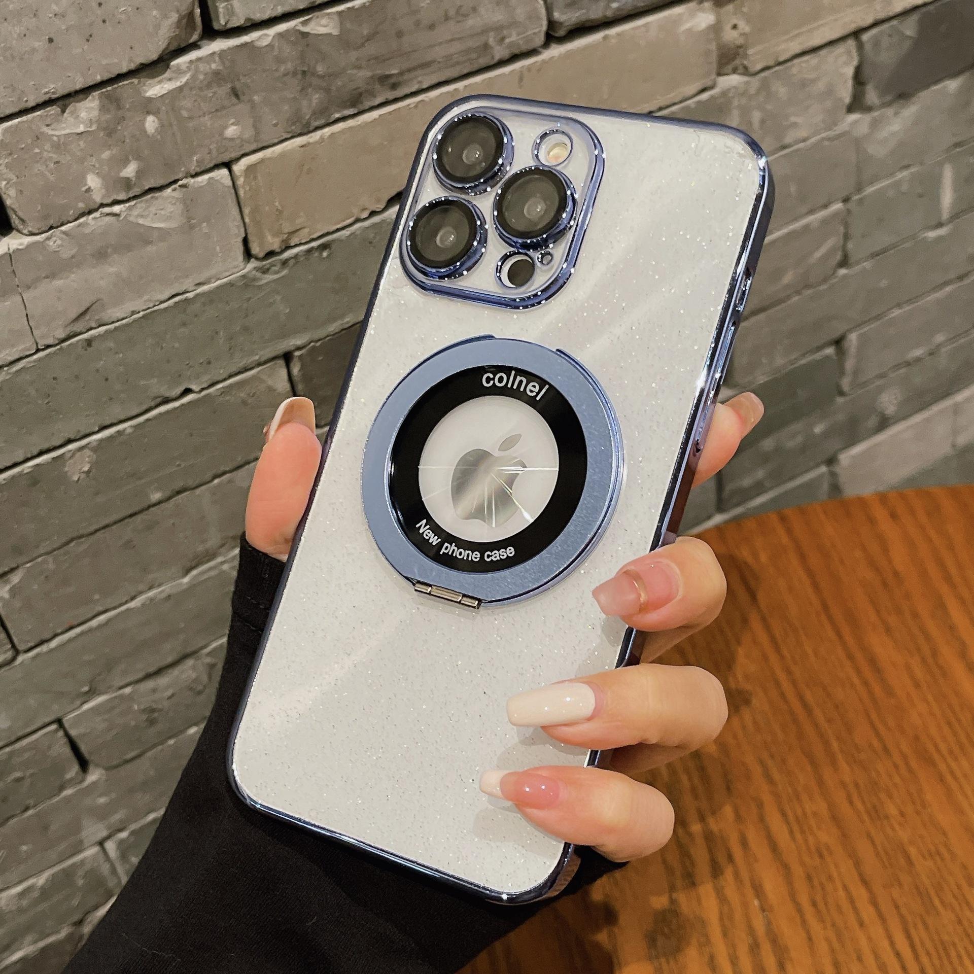 

Применимо к iPhone15ProMax Гальванизированный Блестящий ПК Чехол для телефона, Apple 14 Встроенная Магнитная Подставка 13 Защитный Чехол Apple 15