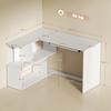 L Shaped Corner Desk Computer Desk With Keyboard Tray And Open Shelves White Wood Effect