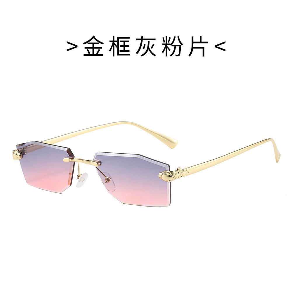 Trendy Polygon Cut Edge Rimless Sunglasses For Women & Men - Fashionable Street Style Glasses For A Chic Look