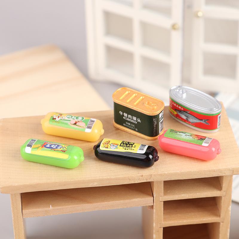 5Pcs 1/12 Dollhouse Simulation Ham Canned Dollhouse Miniature Food Decoration Dolls House Accessories Pretend Play Toys