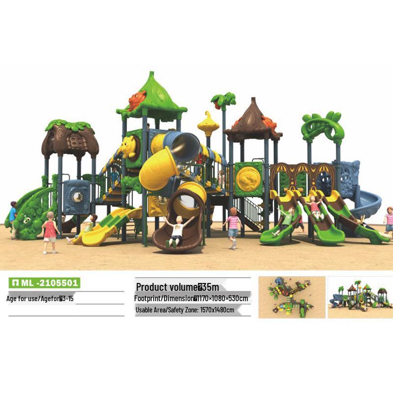 Indoor and Outdoor Playground Swing Set with Slide and Climbing Features for Kindergarten