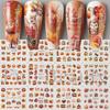 Nail Art Stickers Ins Autumn Gold Falling Maple Leaf Fox Owl Nail Water Transfer Sticker