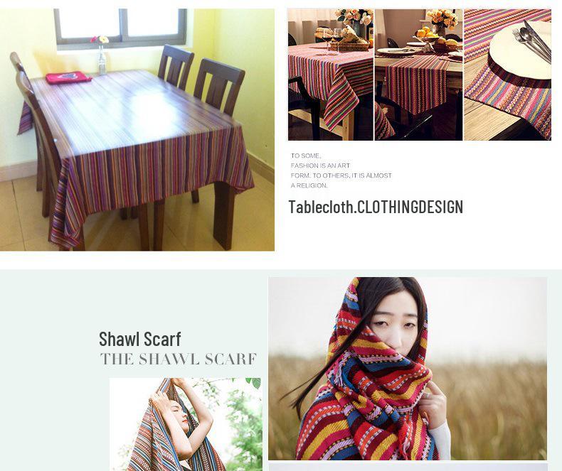 Yunnan Lijiang Ethnic-Style Cotton Linen Tablecloth – Retro Bohemian Decor.