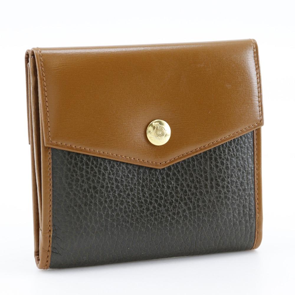 CELINE Double Sided Bi-Fold Wallet Brown leather Women Used