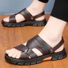Fashion Men Summer New Top Layer Cowhide+latex Pad Beach Shoes Adult Thick-soled Soft Sole Beach Shoes Non-slip Open-toe Leather Sandals