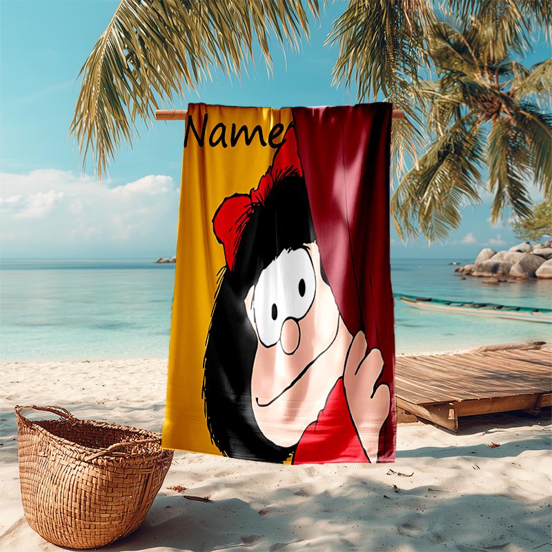 Personalized customized proof beach towel with Mafalda pattern - soft, absorbent,quick-drying,perfect swimming,camping&bathing