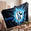 Schalke 04 FC Personalized Fleece Blanket With Football Logo, Custom Name Text Soft Warm Home Throw Blanket