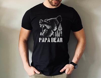 2025 Bigsize Retro Style Papa Bear Tshirt for Men Gift for Dad Graphic Tee Gift for Men Shirt Animal T-shirt Gifts Tees Top Kids