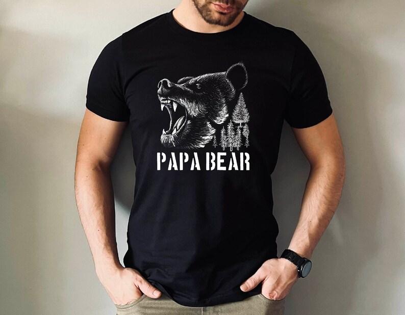 2025 Bigsize Retro Style Papa Bear Tshirt for Men Gift for Dad Graphic Tee Gift for Men Shirt Animal T-shirt Gifts Tees Top Kids