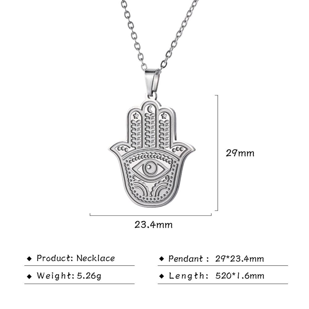Lemegeton Hebrew Hamsa Fatima Hand Necklace Stainless Steel Judaica Women's Neck Chain Choker Lucky Protection Jewelry Gift