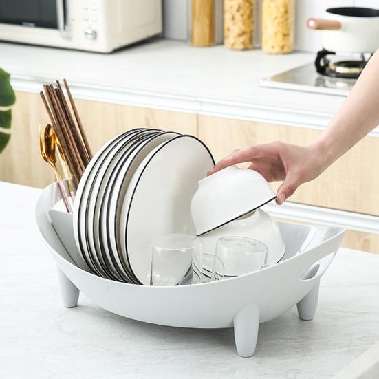 Countertop Dish Rack Plastic Dish Drying Rack Tableware Holder Bowl And Utensil Holder with Drainage for Kitchen Counter Sink