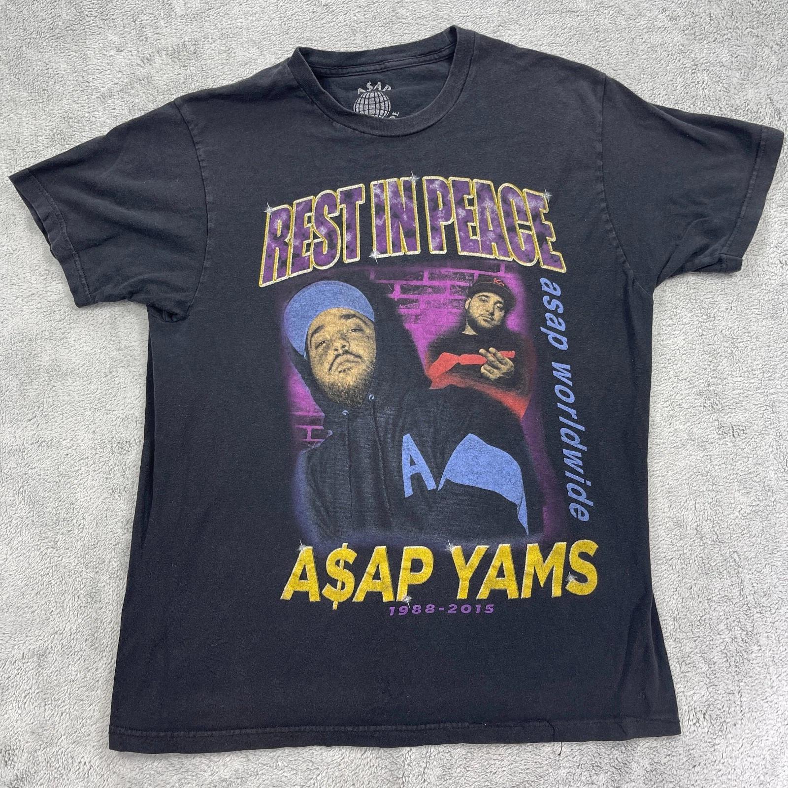 ASAP Worldwide A$AP Yams Mob Rest in Peace Memorial Rap T Shirt Mens Large Black S