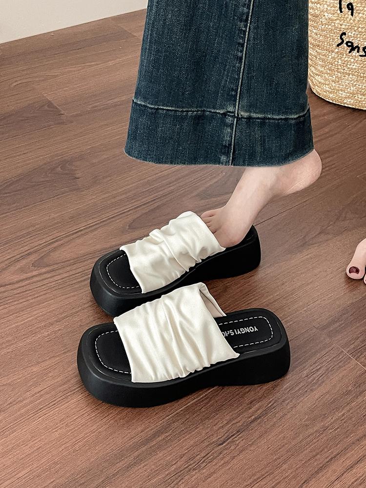 Fashion Shoes Woman 2025 Slippers Summer Shale Female Beach Platform Luxury Slides Silver Sabot Designer Scandals Fashion Beach Shoes La