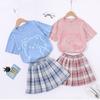 Set de vară pentru fete cu mânecă scurtă, tricou drăguț + set de fuste plisate, pentru copii mari, elevi, pentru adolescenți, pentru fetițe.