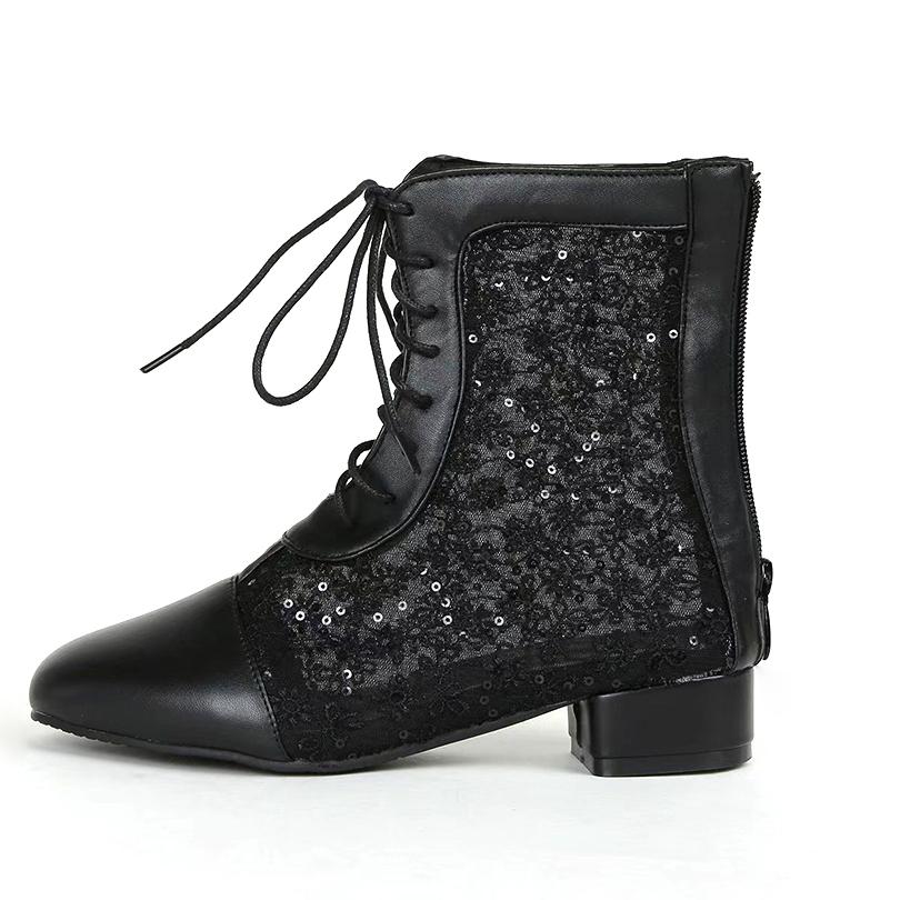 

Женские короткие ботильоны больших размеров с круглым носком, толстым каблуком, кружевной сеткой, на молнии сзади из ПУ, сексуальные летние дышащие ботильоны до щиколотки 36 чёрный