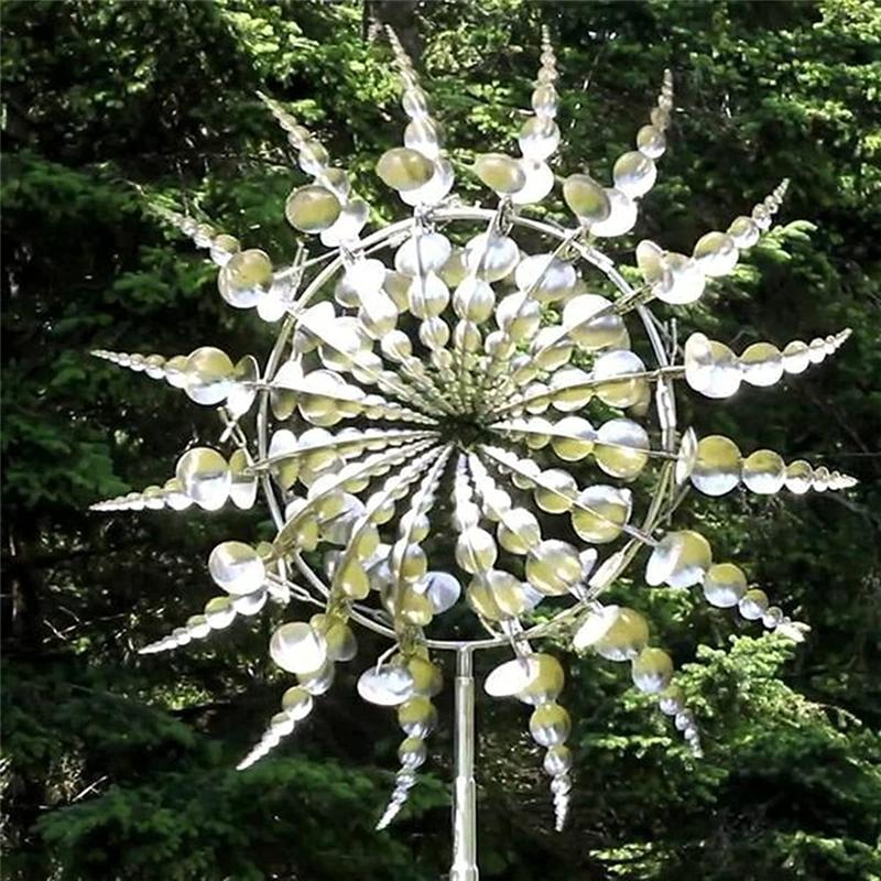 Heißes Neues Einzigartiges und Magisches Metallwindrad 3D Windbetriebene Skulptur Rasen Metall Wind Solar Spinner