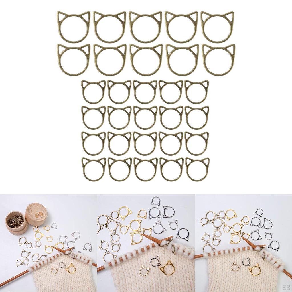 30 Pieces Locking Stitch Markers Set Zinc Alloy Cute Charms Rings Crochet Accessories for