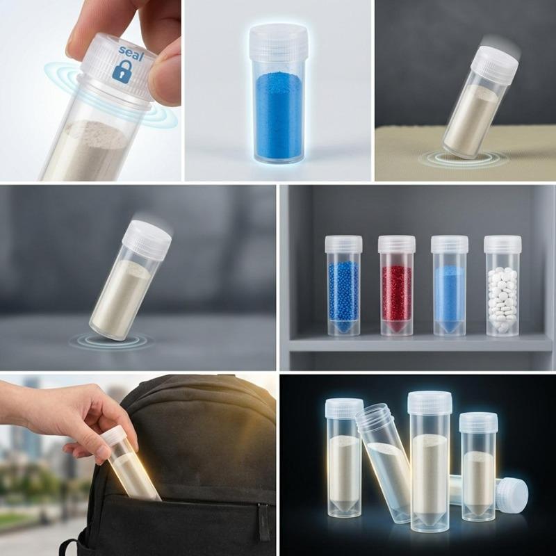 100/50x Clear Plastic Sample Bottles with Leak-Proof Caps Mini Test Tube Vials for Storage Organization Powders Small Craft Part