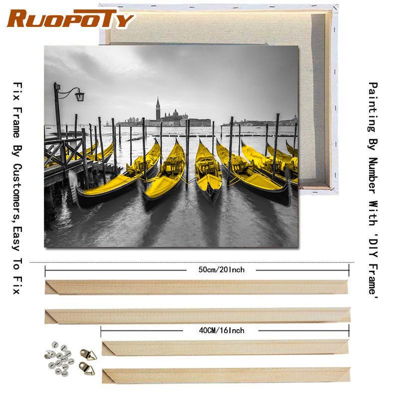 RUOPOTY DIY Digital Photo Frame Black and White Scenery Unique Gift Acrylic Oil Painting Digital Character Wall Art