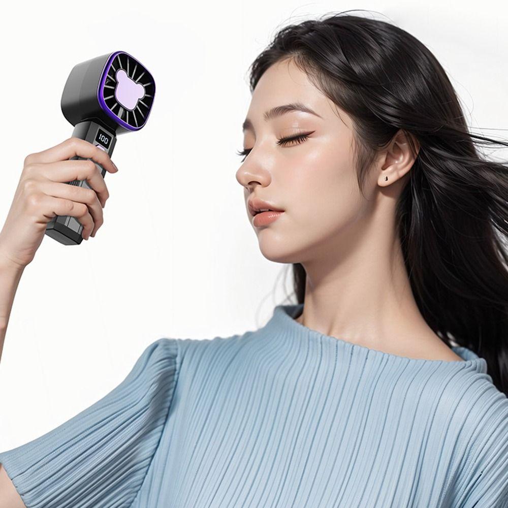 5 Speed Adjustable Handheld Fan With Display Screen Small Electric Fan Personal Cooling Fan  Summer