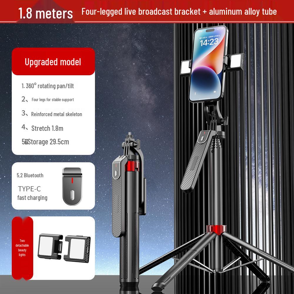 Mini Portable Bluetooth Selfie Stick with Gimbal and Floor Stand for Universal Phone Live Streaming