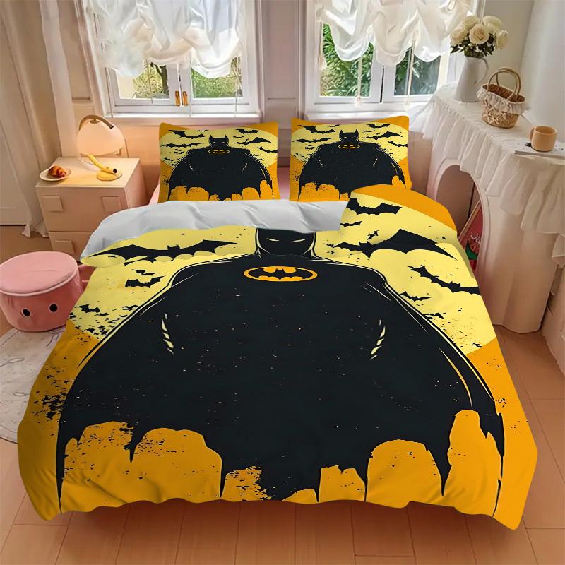 3pcs Batman Bedding Set, Soft Polyester Duvet Cover and Pillowcases Machine Washable Seasons all suitable & Guest Room Decor241