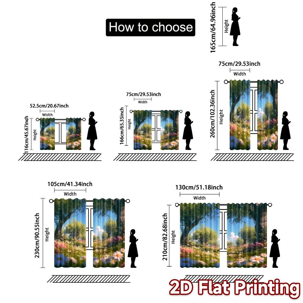 Set Of 2 Modern Flat Printing Curtains Without Rod Springmeadow Curtain Polyester Decorations Home Perfect