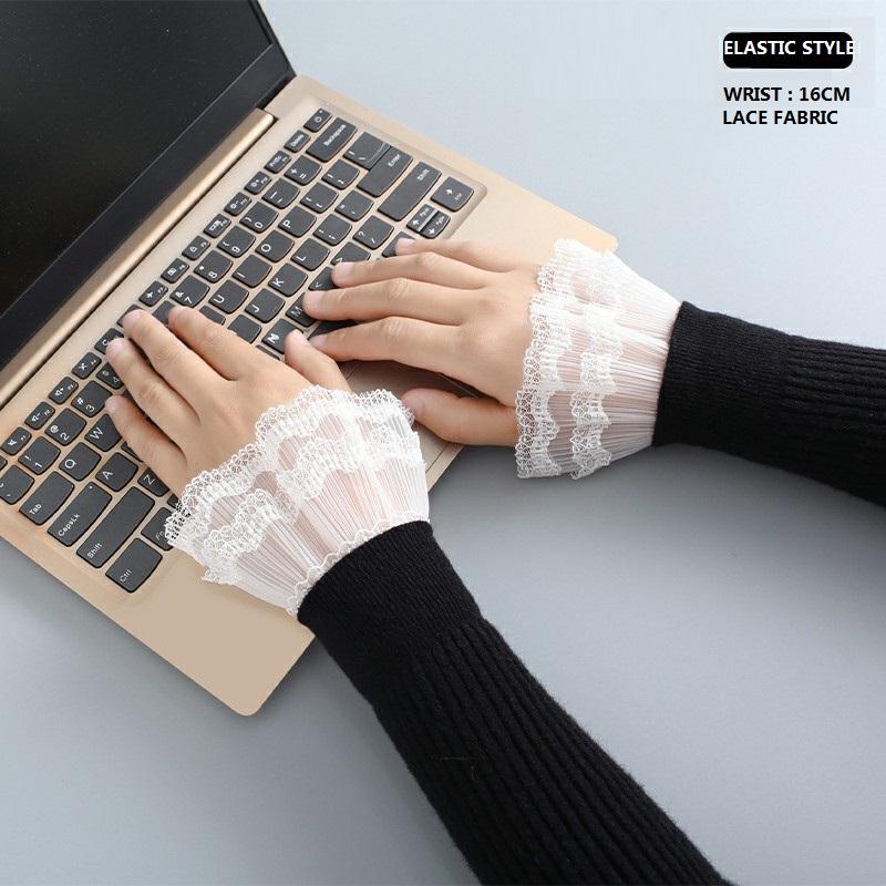 Hollow Out Embroidery Floral Lace Fake Sleeves For Sweater Wedding False Sleeve Cuffs Princess Wrist Warmers Sweater Decorative